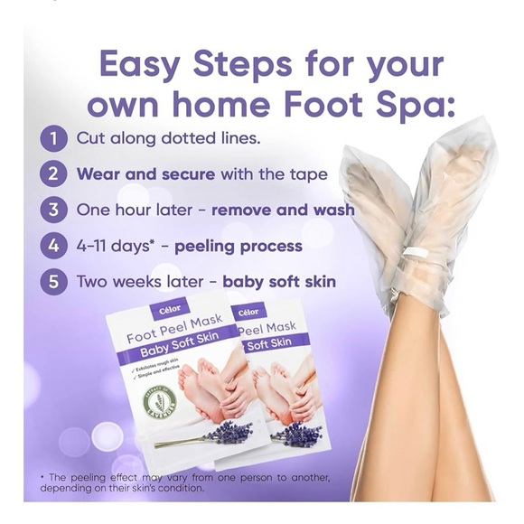 {Celor} Foot Peel Mask (2 Pairs) - Baby Soft Skin Remove Dead Skin Spa, Lavender - Picture 4 of 4